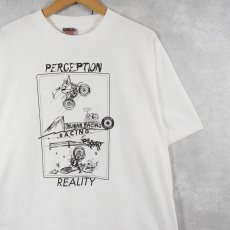 画像1: 90's "PERCEPTION REALITY" バイクイラストプリントTシャツ XL (1)