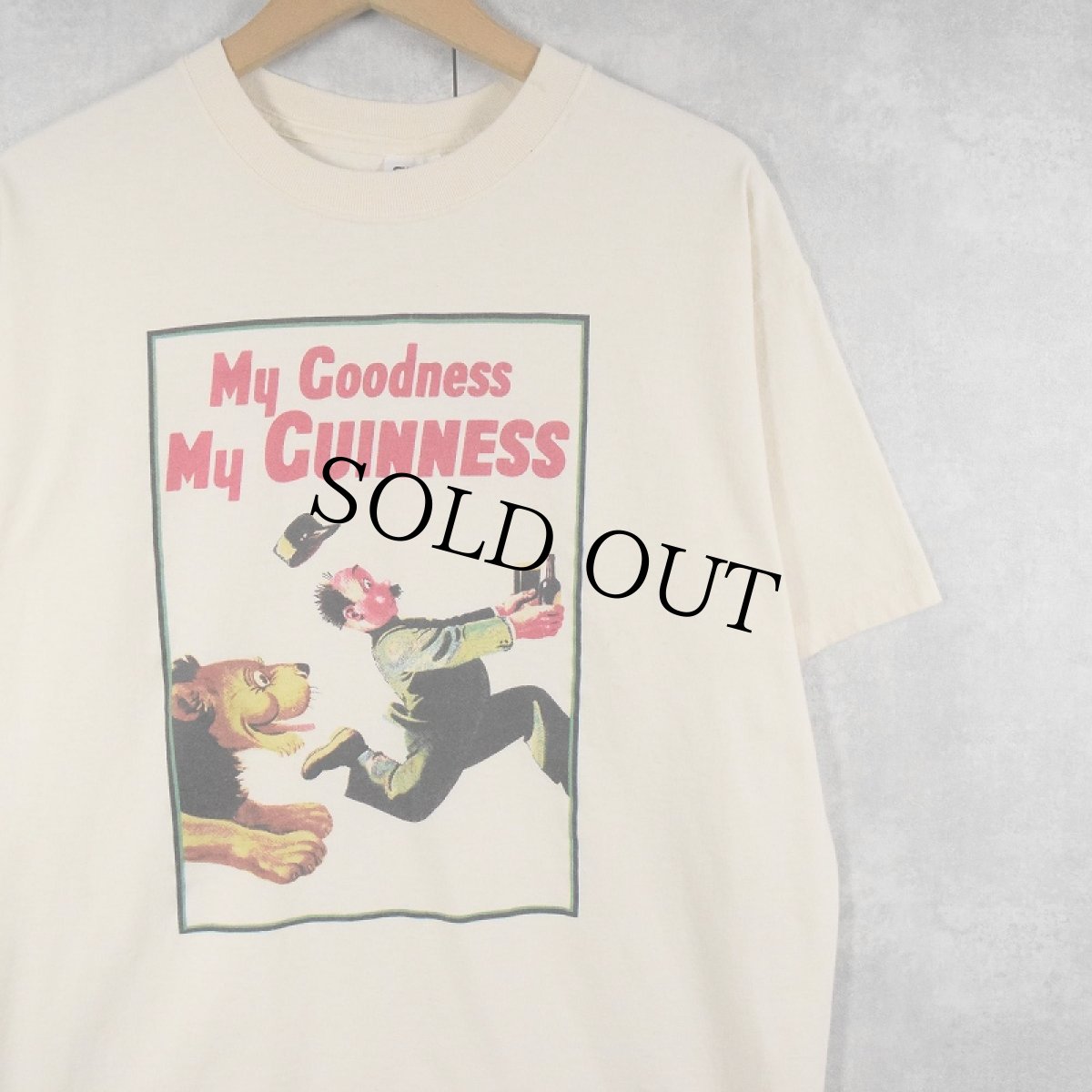画像1: GUINNESS BEER "My Coodness My GUINESS" ビールメーカープリントTシャツ L (1)