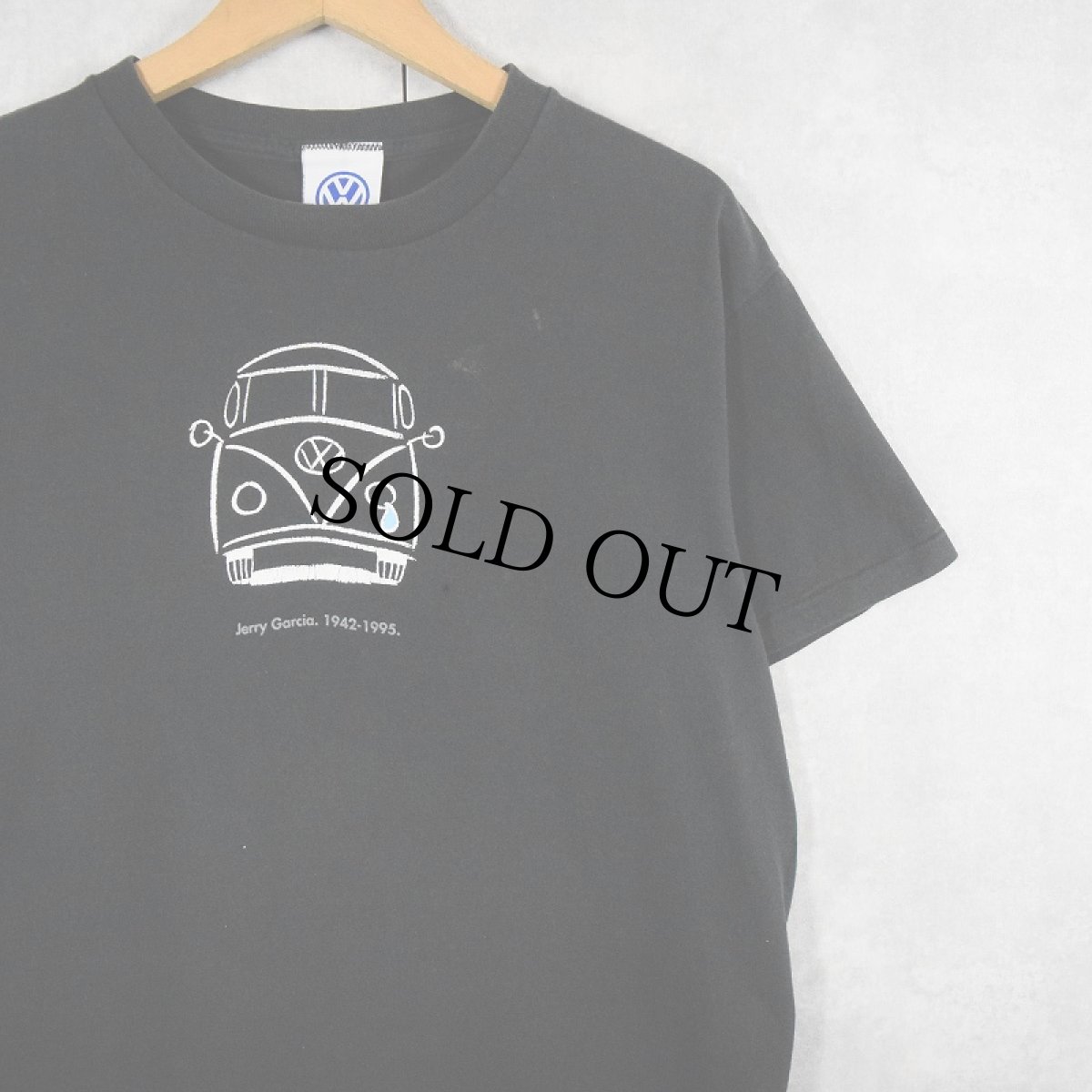 画像1: 90's  "Jerry Garcia" ワーゲンバスイラスト アーティスト追悼Tシャツ BLACK (1)
