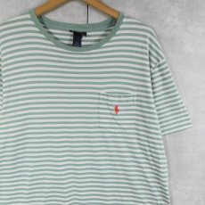 画像1: POLO Ralph Lauren ロゴ刺繍 ボーダー柄 ポケットTシャツ L (1)