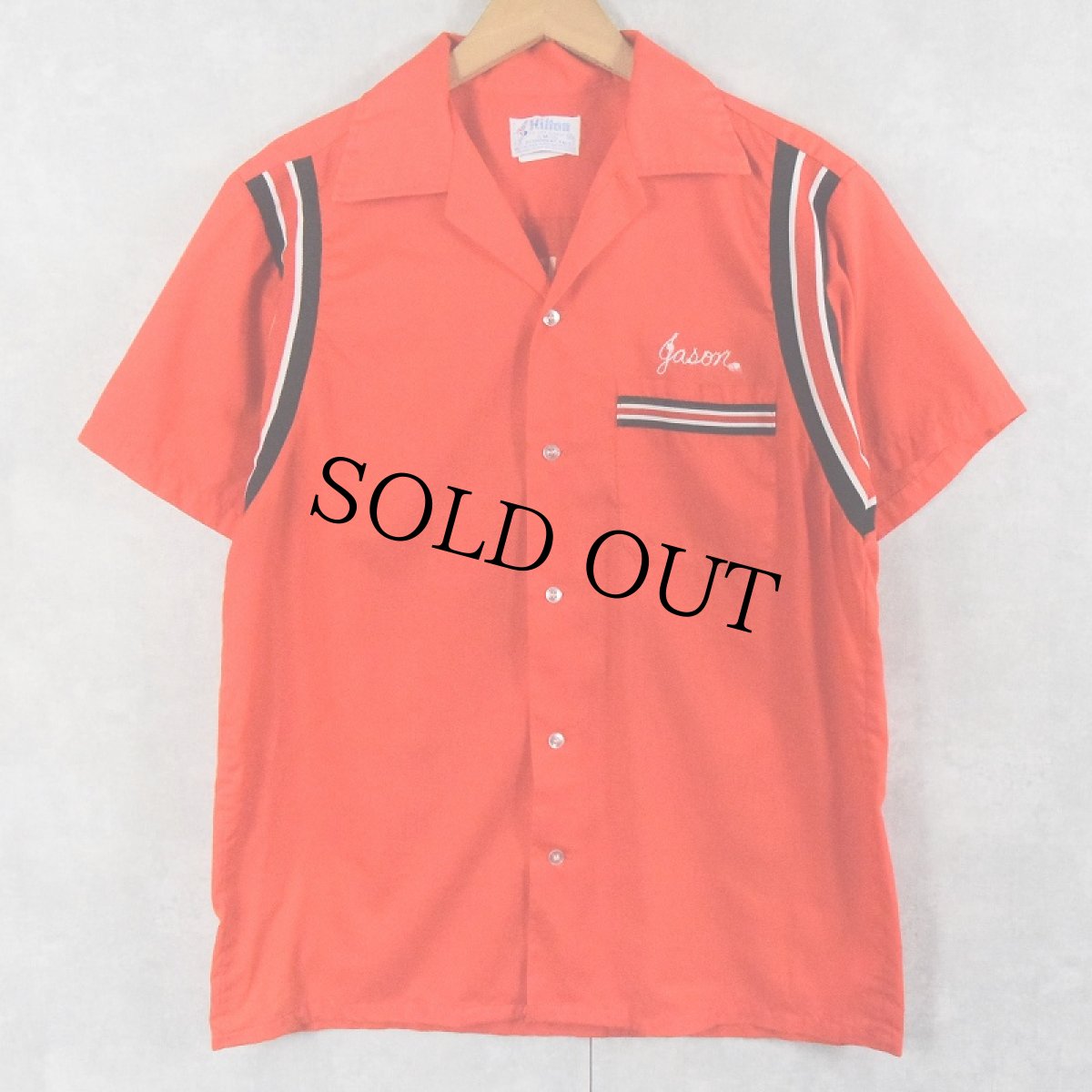 画像2: 70's Hilton USA製 "CONTINENTAL GRAIN" フロッキープリント ボーリングシャツ M (2)