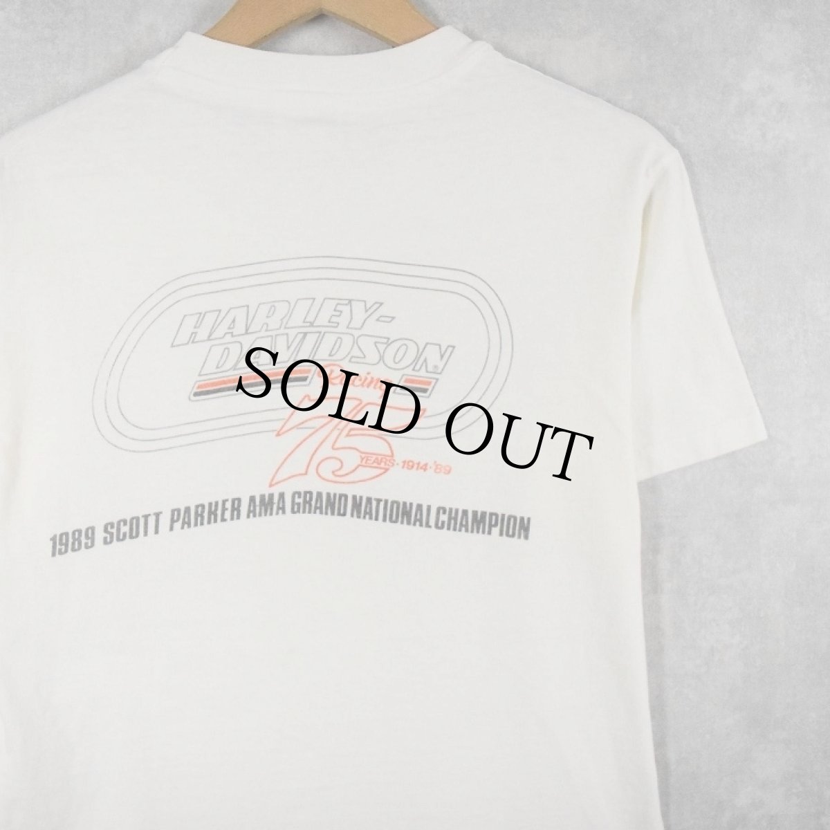 画像2: 80's HARLEY-DAVIDSON USA製 "75 YEARS" バイクプリントTシャツ M (2)