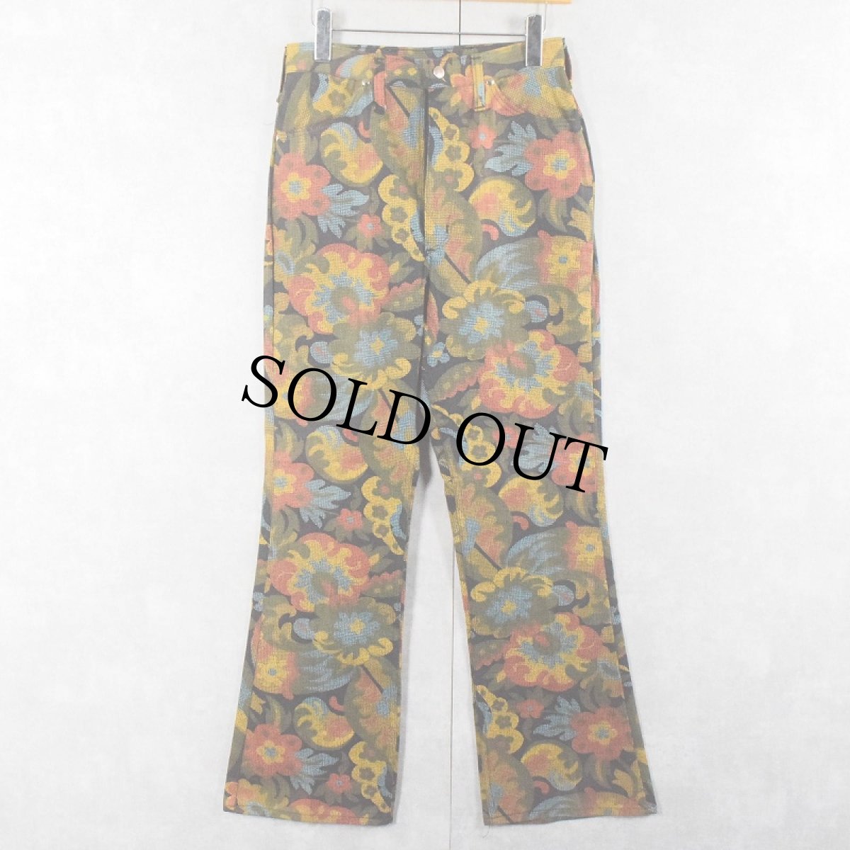 画像2: 70's MAVERICK USA製 花柄 フレアパンツ フラッシャー付きDEADSTOCK W28 (2)