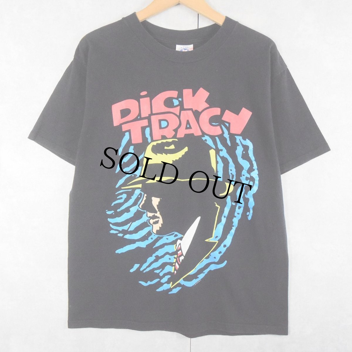 画像1: 【SALE】 90's Disney DICK TRACY USA製 キャラクタープリントTシャツ BLACK L (1)