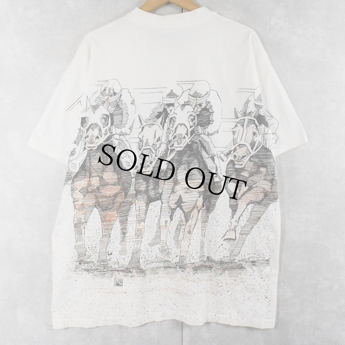 画像2: 90's USA製 競馬柄 大判プリントTシャツ XXL (2)