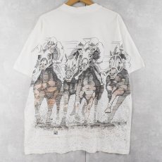 画像2: 90's USA製 競馬柄 大判プリントTシャツ XXL (2)