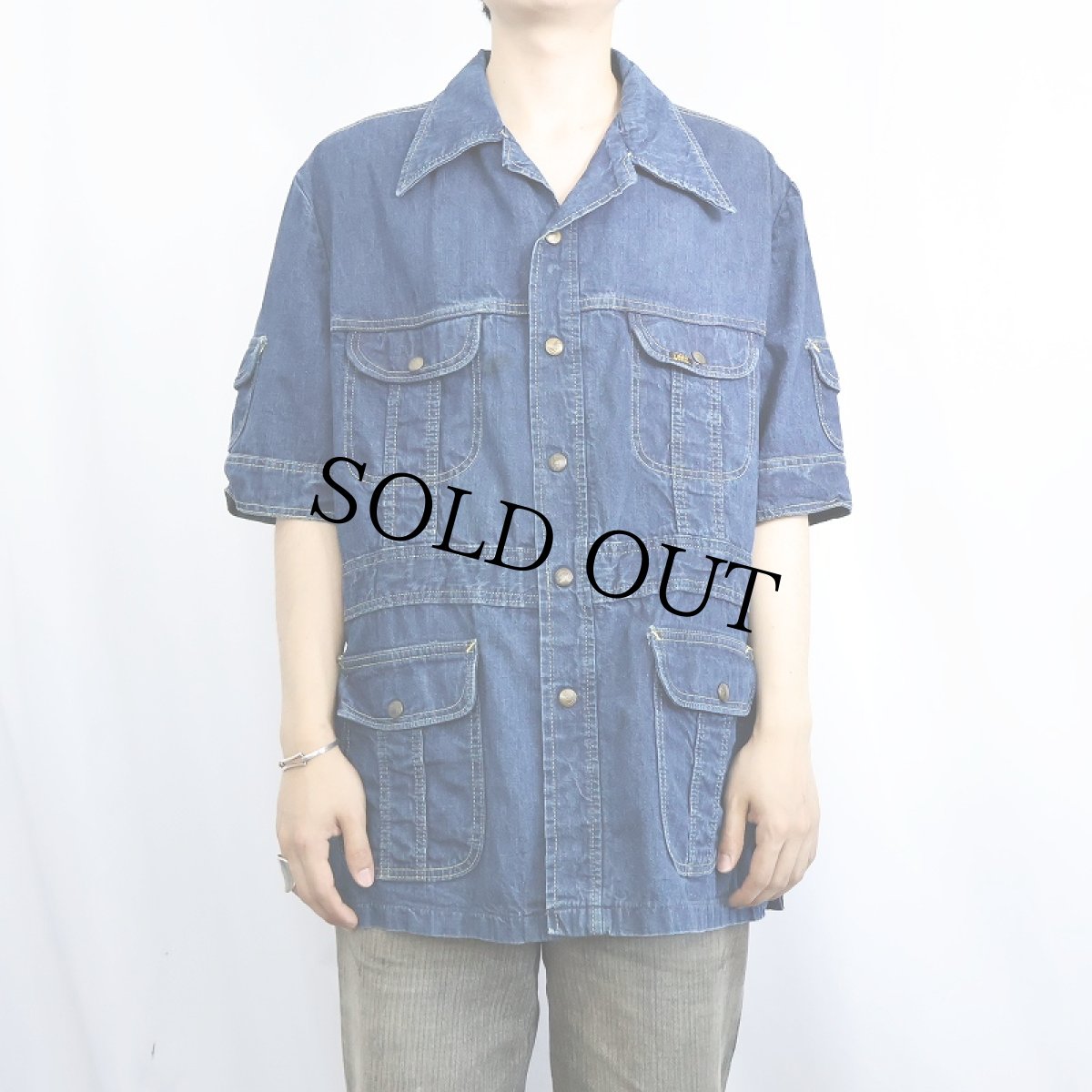 画像2: 70's Lee USA製 デニムサファリジャケット XL (2)