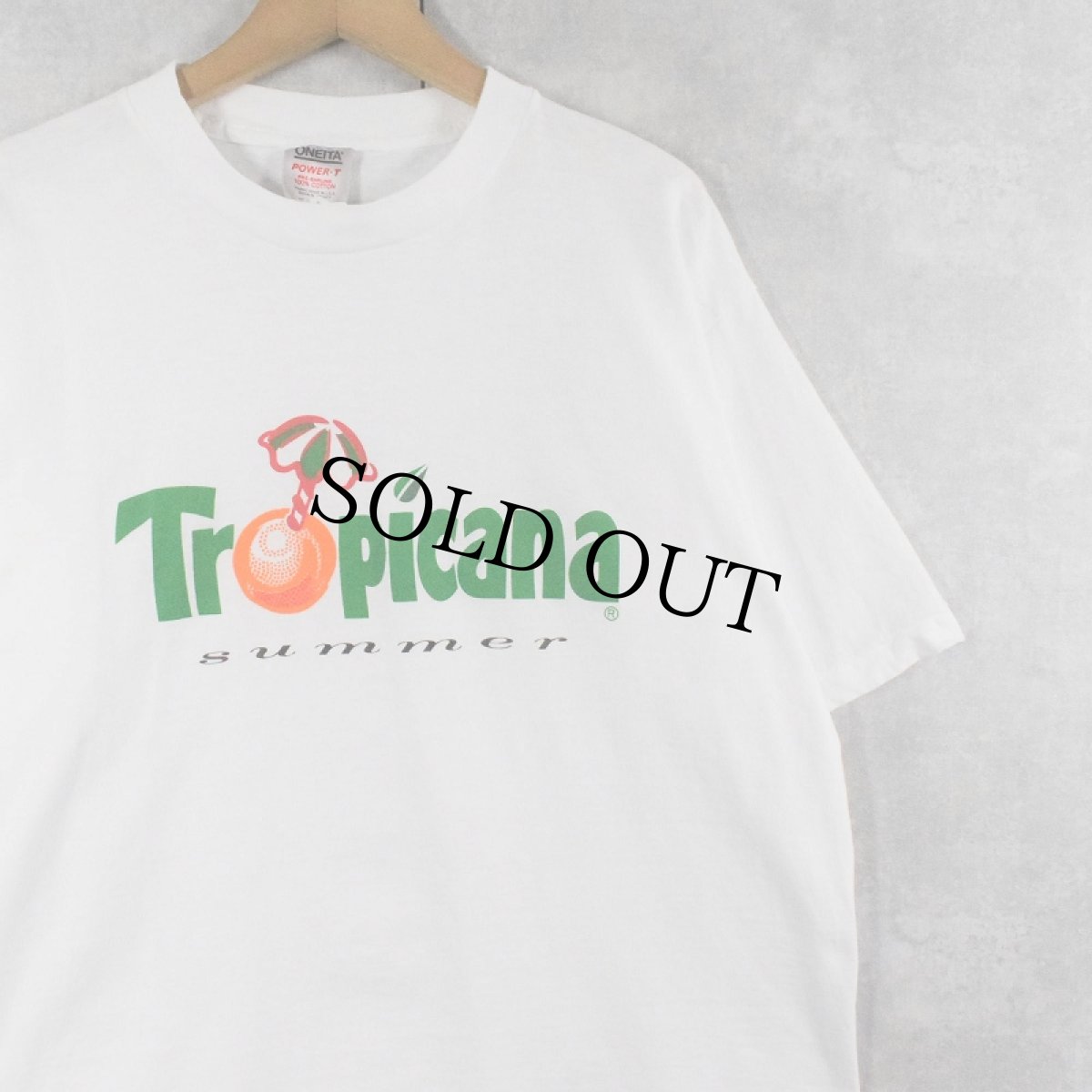 画像1: 90's Tropicana 飲料メーカー ロゴプリントTシャツ XL (1)