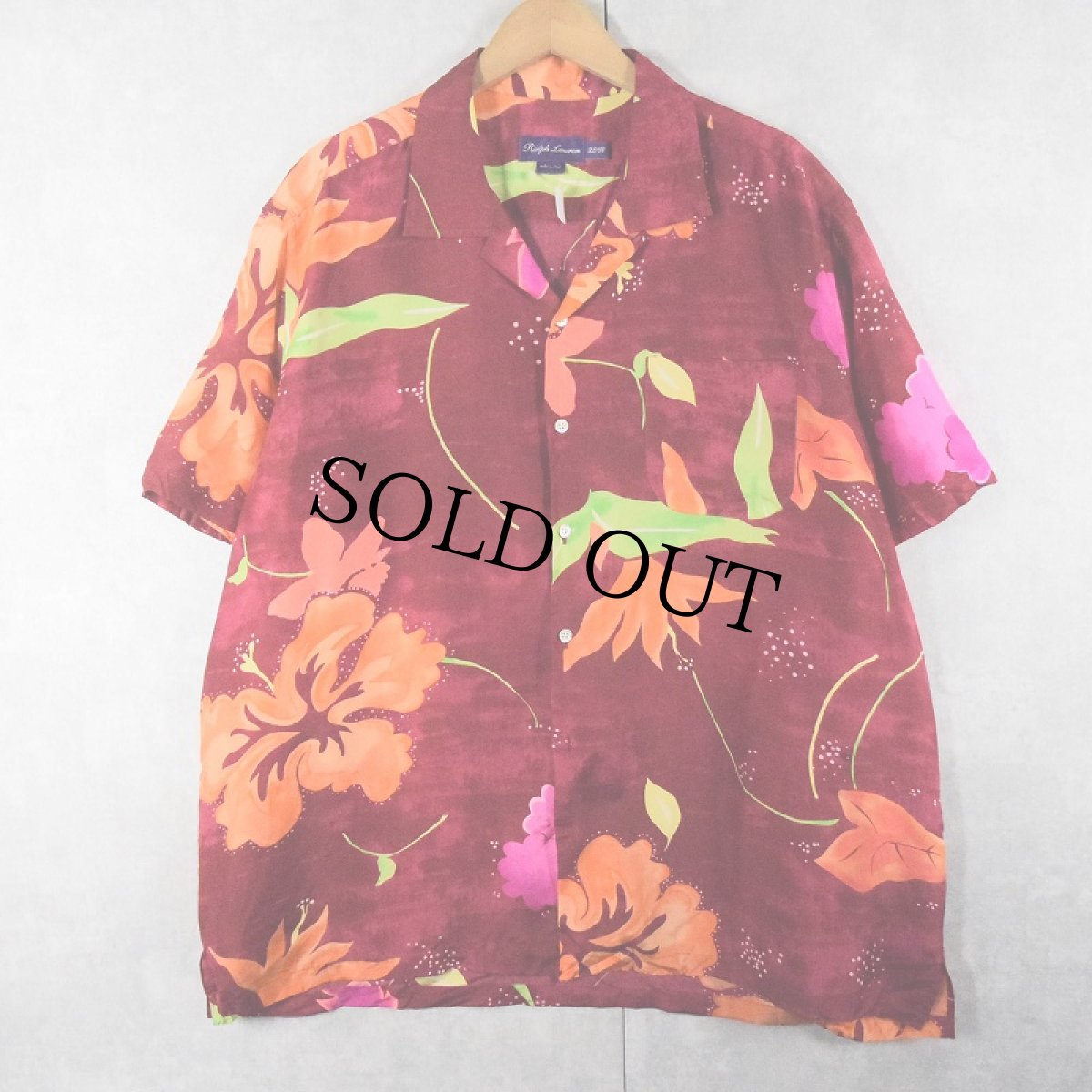 画像1: Ralph Lauren Purple Label ITALY製 花柄 シルクアロハシャツ XL (1)