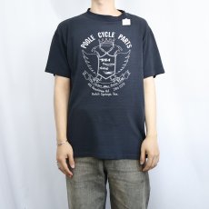 画像2: POOLE CYCLE PARTS バイクカスタムショップ ポリエステル×コットンプリントTシャツ NAVY L (2)