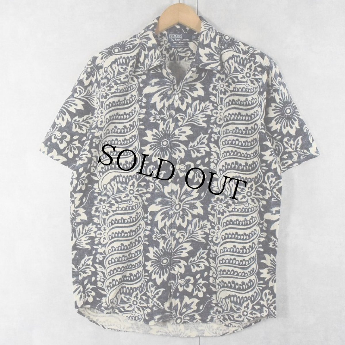 画像1: POLO Ralph Lauren "BONNARD" オールオーバーパターン リネン×コットン アロハシャツ S (1)