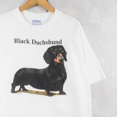 画像1: 90's USA製 "Black Dachshund" 犬プリントTシャツ L (1)