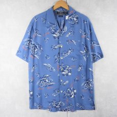 画像1: 90's POLO SPORT Ralph Lauren オールオーバーパターン レーヨンアロハシャツ M (1)