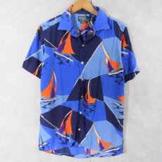 画像1: POLO Ralph Lauren "CUSTOM FIT" オールオーバーパターン ビスコースアロハシャツ S (1)