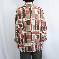 画像3: 70's JCPenney プリントポリエステル×コットンシャツ L (3)