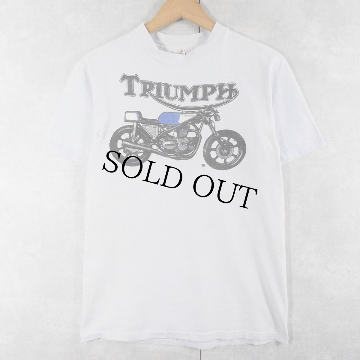 画像1: 70's "TRIUMPH" モーターサイクル バイクプリントTシャツ M (1)