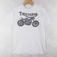 画像1: 70's "TRIUMPH" モーターサイクル バイクプリントTシャツ M (1)