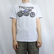 画像2: 70's "TRIUMPH" モーターサイクル バイクプリントTシャツ M (2)