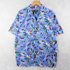 画像1: POLO Ralph Lauren ポロベア オールオーバーパターン コットンアロハシャツ M (1)