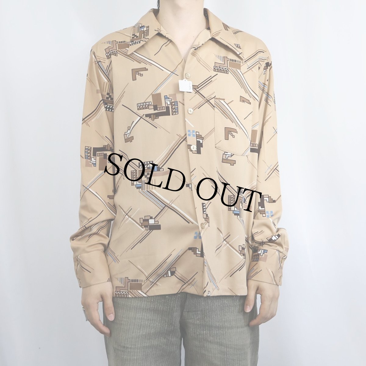 画像2: 70's Triumph of California 幾何学柄 ポリエステルシャツ L (2)