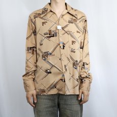 画像2: 70's Triumph of California 幾何学柄 ポリエステルシャツ L (2)