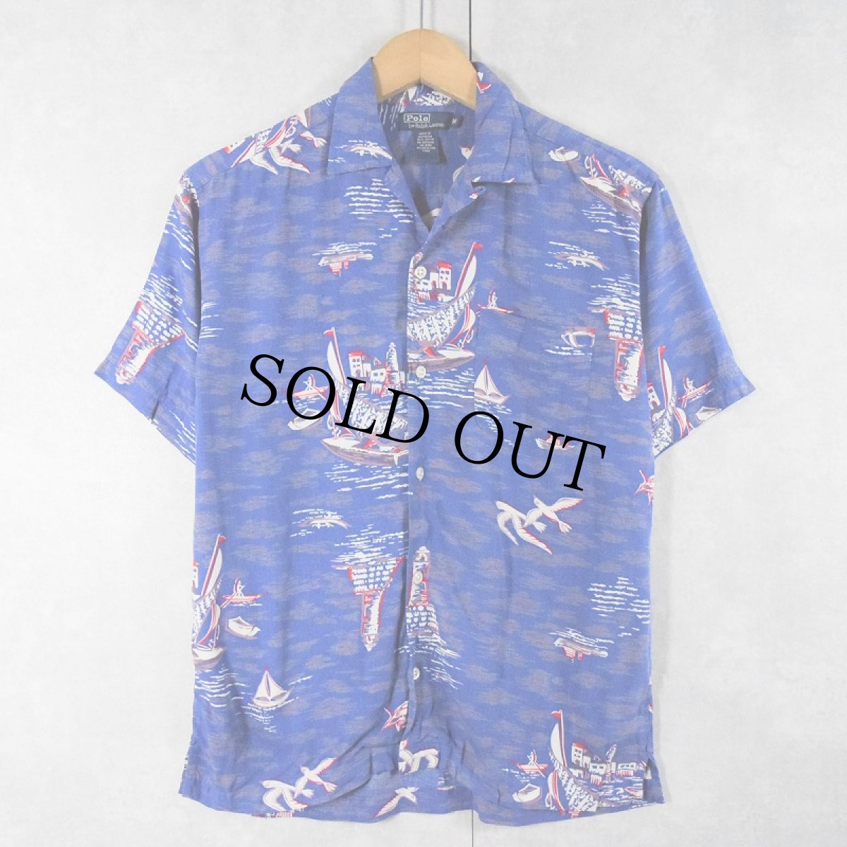 画像1: POLO Ralph Lauren オールオーバーパターン レーヨンアロハシャツ M (1)
