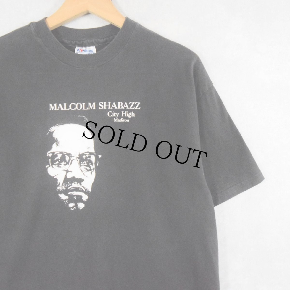 画像1: 90's Malcolm Shabazz USA製 プリントTシャツ BLACK L (1)