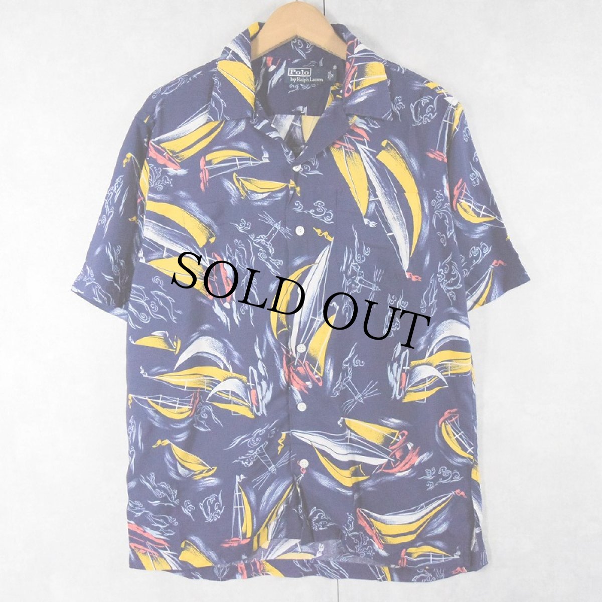 画像1: POLO Ralph Lauren オールオーバーパターン ビスコースアロハシャツ S (1)