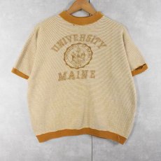 画像1: 60's "UNIVERSITY MAINE" ボーダー柄 プリント半袖スウェット (1)