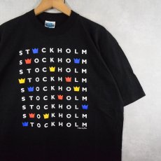 画像1: 90's "STOCKHOLM" プリントTシャツ BLACK XL (1)