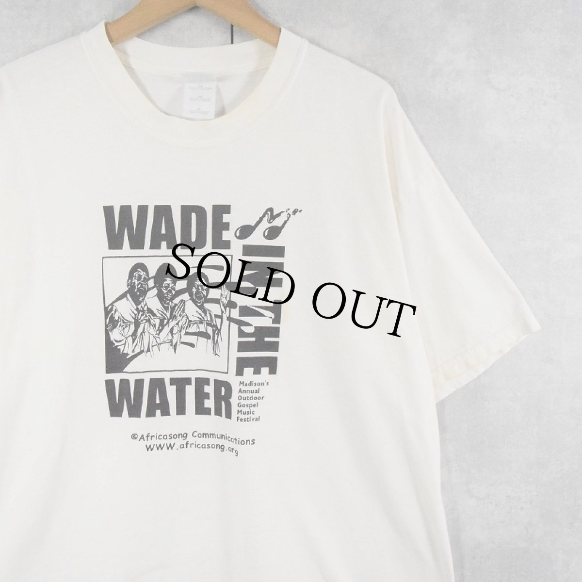 画像1: Africasong Communicatiouns "WADE IN THE WATER" プリントTシャツ XL (1)