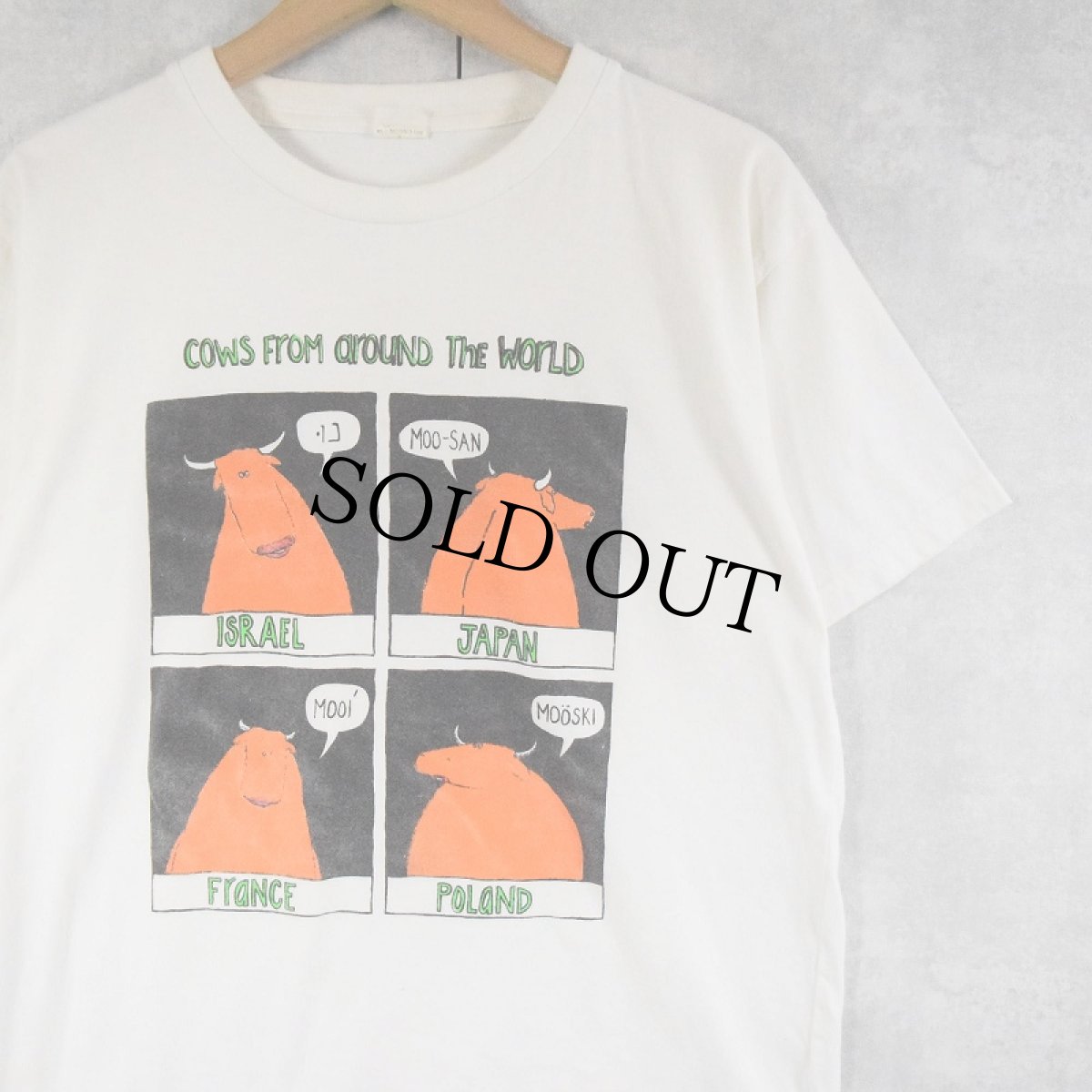 画像1: "Cows From around The World" 牛イラストプリントTシャツ (1)