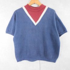 画像1: 60〜70's 切り替えデザイン モックネックスウェット NAVY (1)