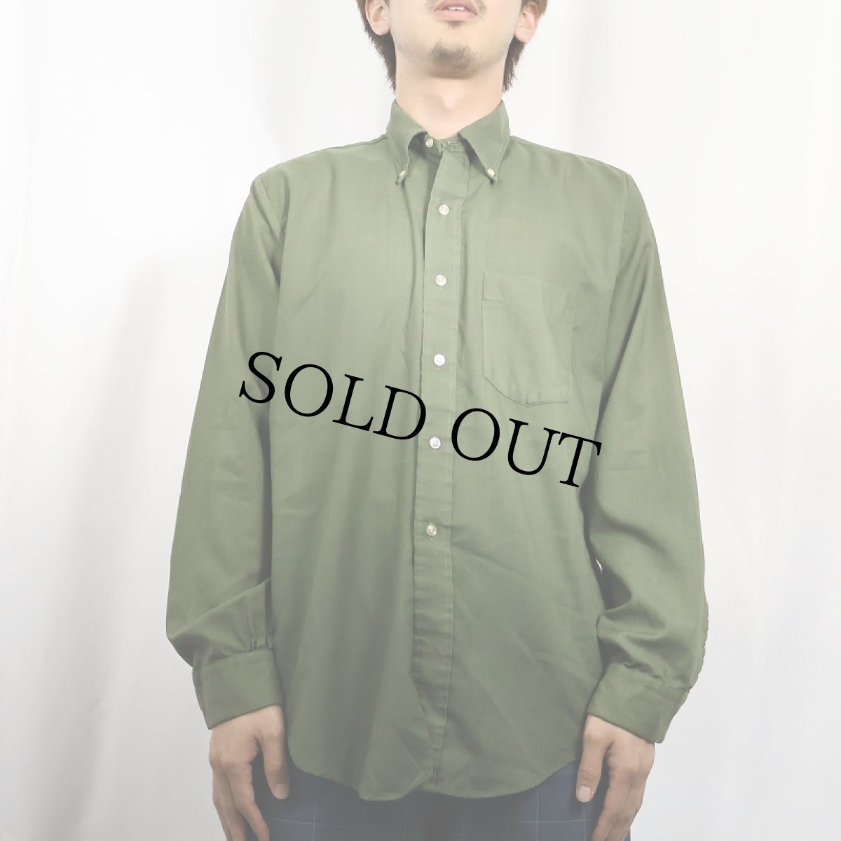 画像2: 60's Bambergers ポリエステル×コットンボタンダウンシャツ M (2)