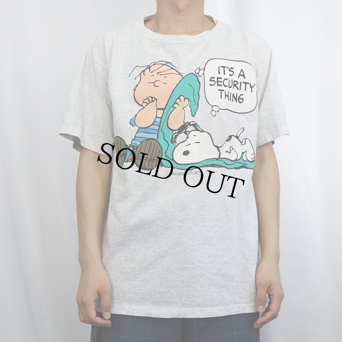 画像2: 90's SNOOPY & Charlie Brown “IT'S A SECURITY THING” キャラクタープリントTシャツ L (2)