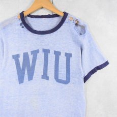 画像1: 60's Champion "WIU" プリントリンガーTシャツ (1)