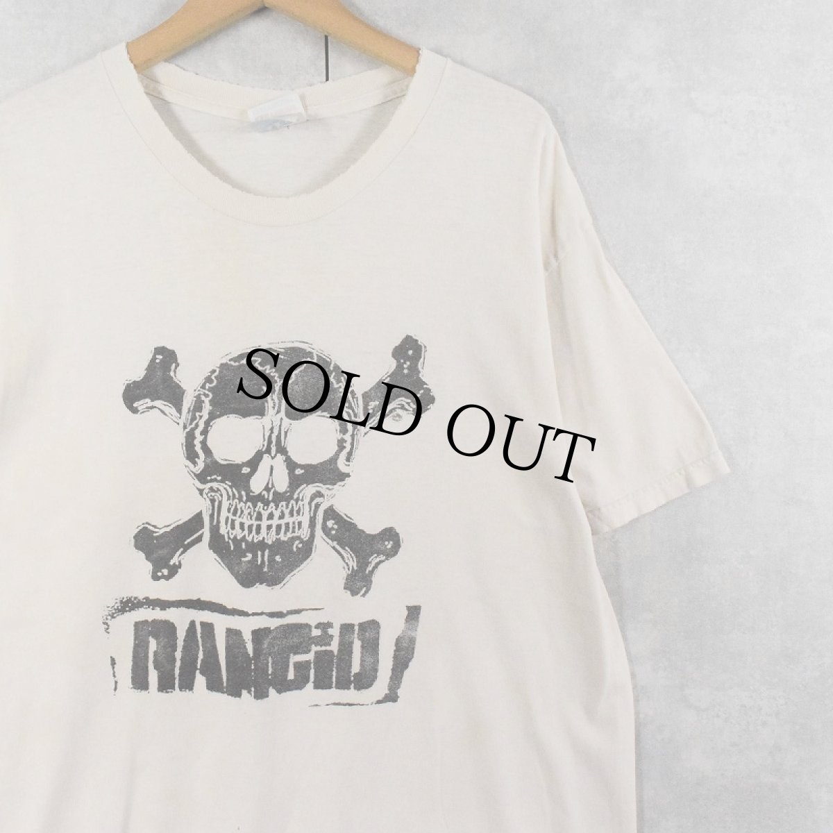 画像1: 90's RANCID パンクロックバンド スカルプリントTシャツ L (1)