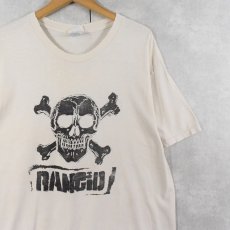 画像1: 90's RANCID パンクロックバンド スカルプリントTシャツ L (1)
