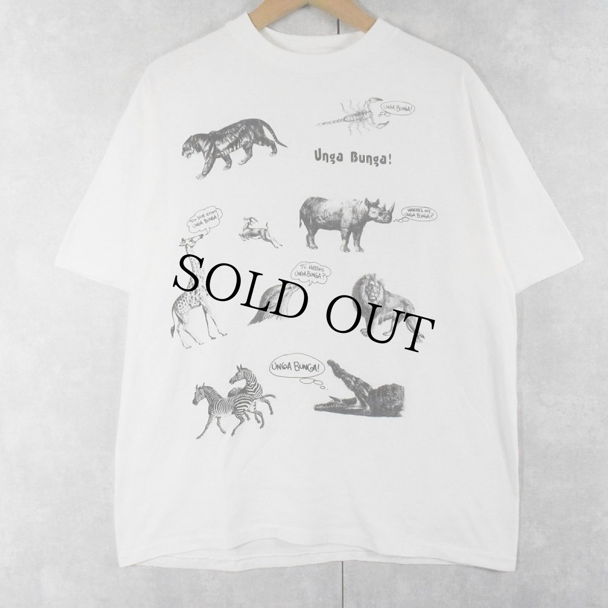 画像1: 80's USA製 アニマルプリントTシャツ XL (1)