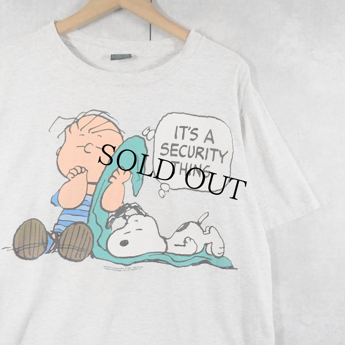 画像1: 90's SNOOPY & Charlie Brown “IT'S A SECURITY THING” キャラクタープリントTシャツ L (1)