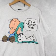 画像1: 90's SNOOPY & Charlie Brown “IT'S A SECURITY THING” キャラクタープリントTシャツ L (1)
