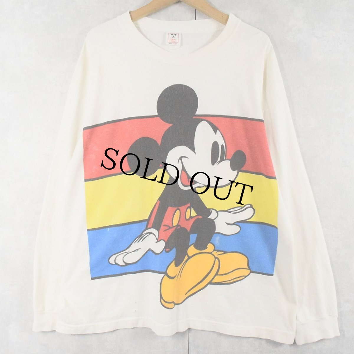 画像1: 90's Disney USA製 MICKEY MOUSE キャラクタープリントロンT (1)