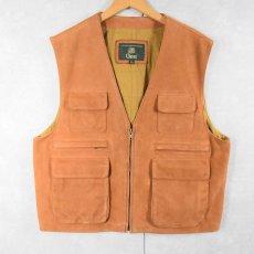 画像1: 90's ORVIS USA製 レザーハンティングベスト XL (1)