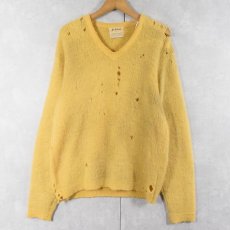 画像1: 60's Archdale SPORTSWEAR ウール×モヘア Vネックニットセーター L (1)