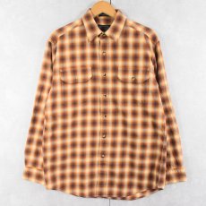 画像1: PENDLETON オンブレーチェック柄 コットン×ウールシャツ M (1)
