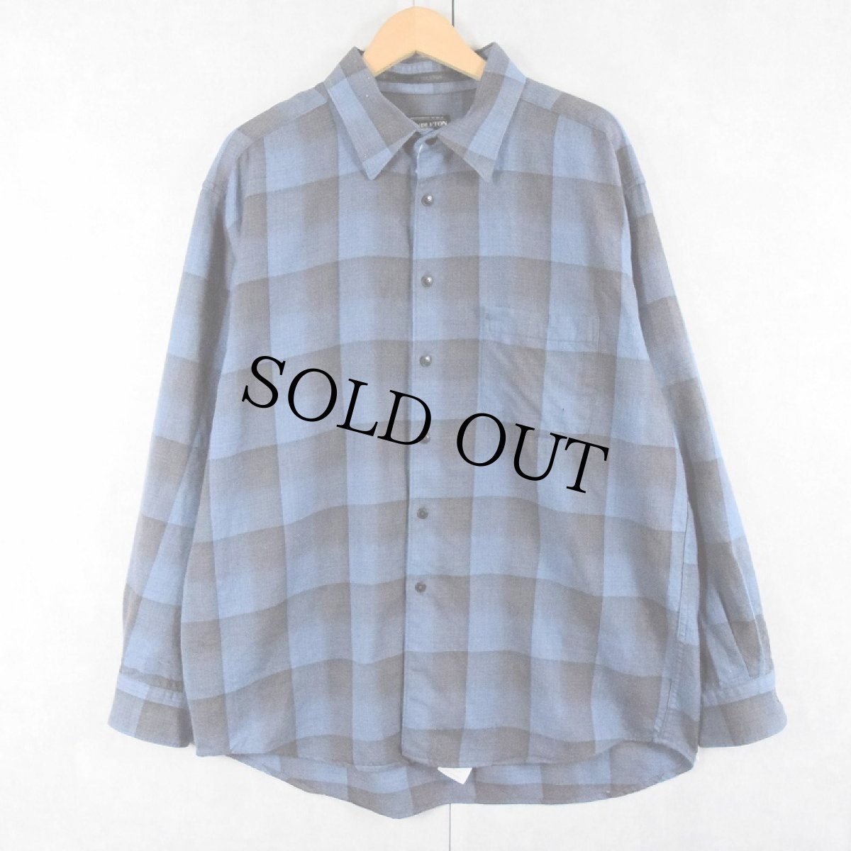 画像1: PENDLETON オンブレーチェック柄 ウールシャツ XL (1)