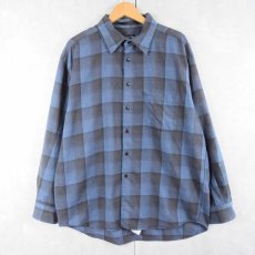 画像1: PENDLETON オンブレーチェック柄 ウールシャツ XL (1)