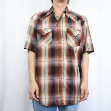 画像2: PENDLETON オンブレーチェック柄 コットン×ポリエステル ウエスタンシャツ L (2)