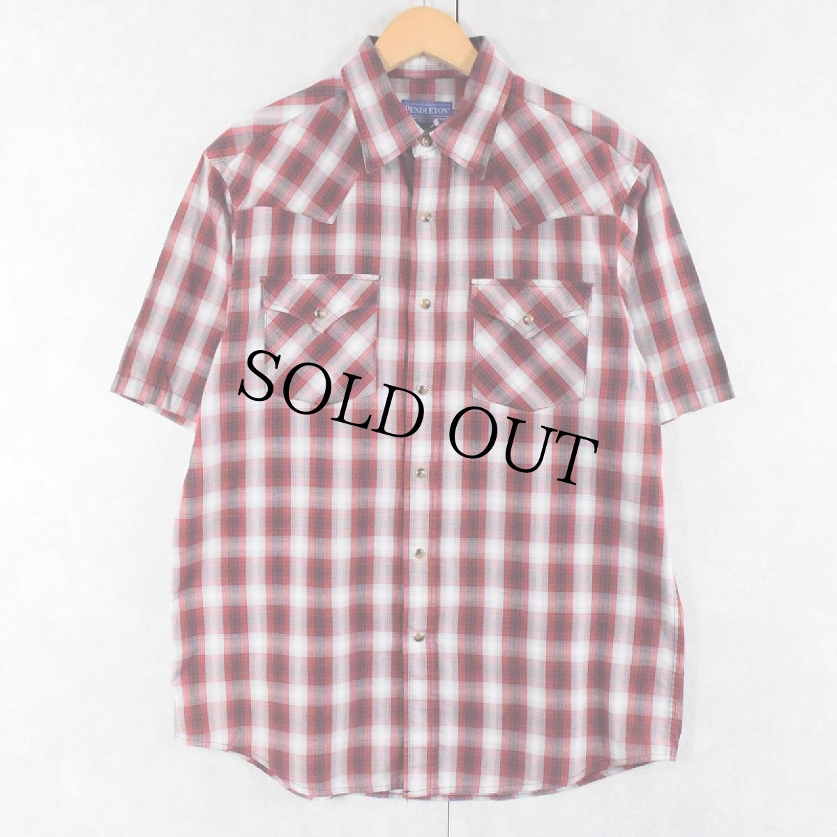 画像1: PENDLETON オンブレーチェック柄 コットン×ポリエステル ウエスタンシャツ M (1)