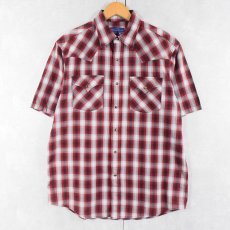 画像1: PENDLETON オンブレーチェック柄 コットン×ポリエステル ウエスタンシャツ M (1)